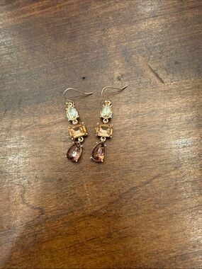 belk Gold-Tone Drop Earrings with Champagne and Amber Stones